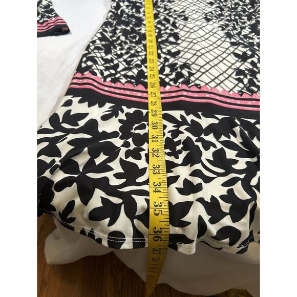 Eliza J Floral Shift Dress Womens Size 12 Black White Classic Round Neck - Picture 9 of 10